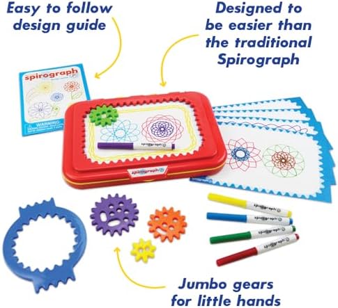Spirograph Junior design guide book showing colorful pattern ideas