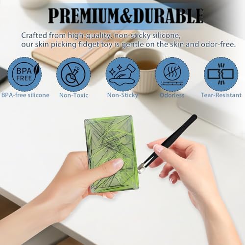Ldmfcpa anti skin picking fidget pad held in hand illustrating compact and portable size