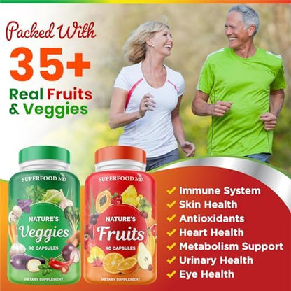 Two bottles of Superfood MD ninety count vegan plant based capsules.