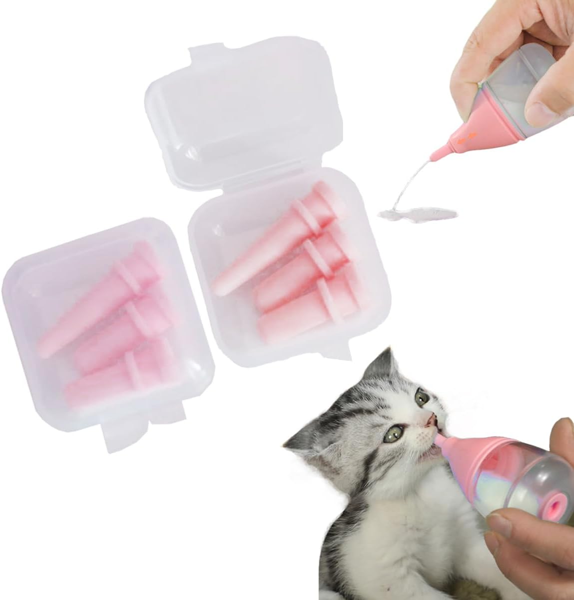 Kitten Bottles for Nursing,Puppy Bottles for Nursing Puppy Milk, Anti-Choking Puppy Feeder Design,with 3pcs Replaceable and Reusable Silicone Nipples for Feeding Newborn Pets (Blue, 40ml+3pcs) - Image 10