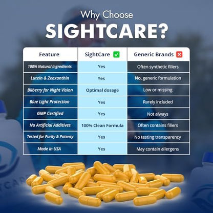 Group of SightCare macular health supplement capsules