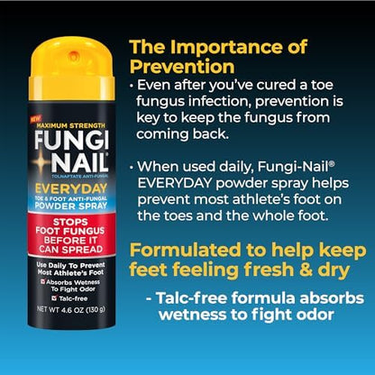 Fungi-Nail Everyday Anti-Fungal Powder Spray, Stops Foot Fungus, Prevents Most Athleteâ€™s Foot, Absorbs Wetness to Fight Odor, Talc-free, 4.6oz - Image 7