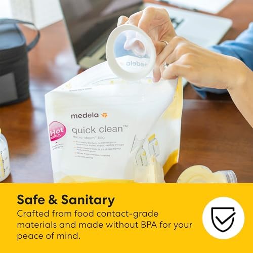 Close up of Medela sterilizer bag seal and water fill line