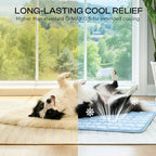 Luciphia washable pet cooling mat being placed inside a standard puppy kennel.