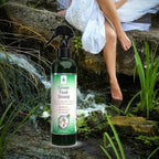 True colloidal silver foot spray by Silver Botanicals being applied to the sole of a foot.