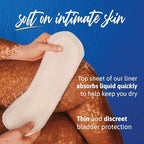 Essity female bladder control liners showing triple protection features on packaging