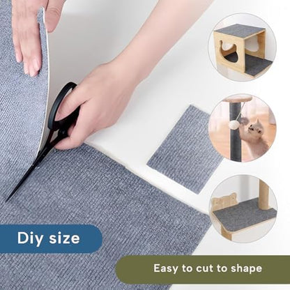 Indoor kitten climbing vertically on a beige adhesive wall scratcher