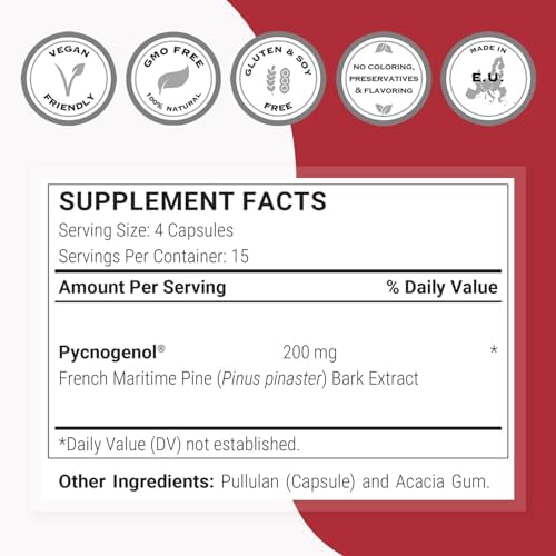 Side profile of Supersmart Pycnogenol 60 vegetarian capsules container