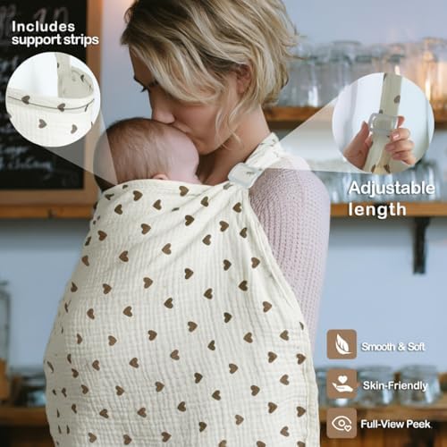 Close up of breathable muslin fabric and heart pattern