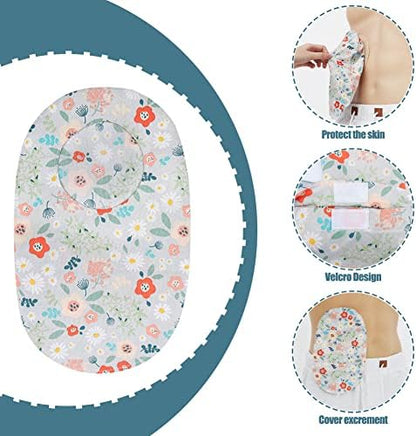 Discreet leaf print stoma bag sleeve for noise reduction and concealment.