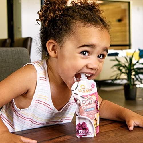 Close up of Happytot organic apple cinnamon and yogurt pouch