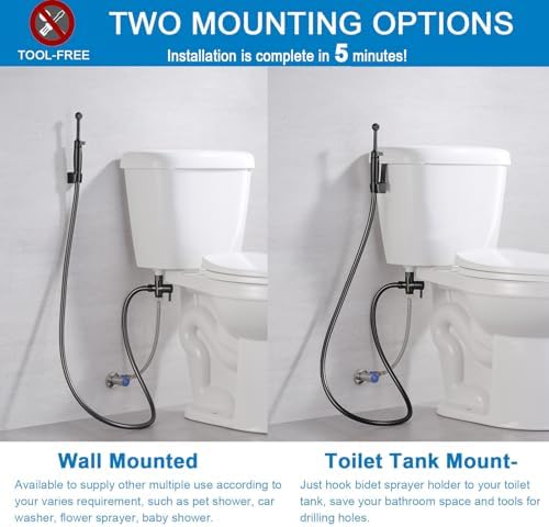 Professional studio shot of Sontiy black stainless bidet set