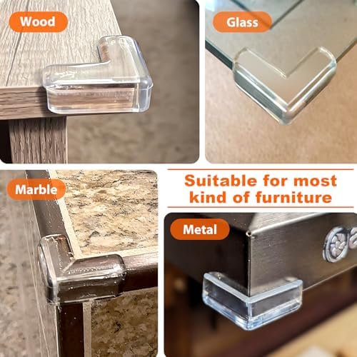 Set of 12 clear edge guards for household safety.