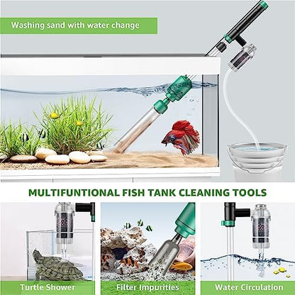 Electric Aquarium Vacuum Gravel Cleaner: 24W Fish Tank Vacuum Gravel Cleaner with Strong Suction for Automatic Water Change Algae Remover Sand Wash Water Shower and Water Circulation, Timed Off - Image 3
