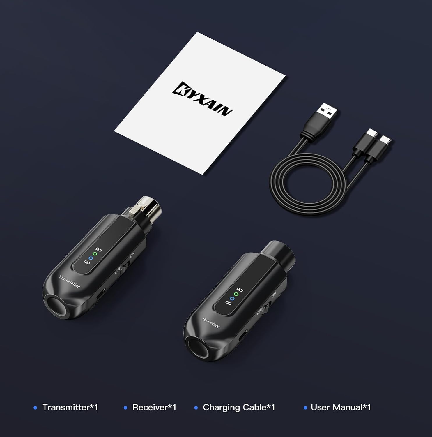 KYXAIN digital audio transmitter unit with phantom power toggle for condenser mics