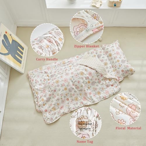 Preschool sleeping mat showing built-in carry handle and name card slot