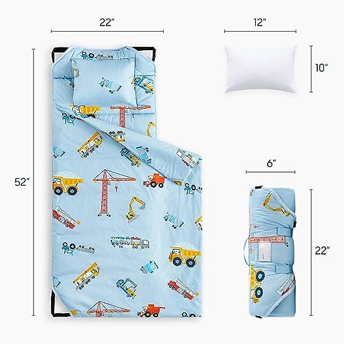 Wake In Cloud toddler sleeping roll fully extended with attached blanket and pillow