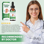 HOUNE ear care product showing clear liquid consistency for tinnitus symptom management.