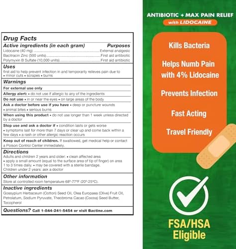Bactine MAX topical numbing ointment tube for first aid care