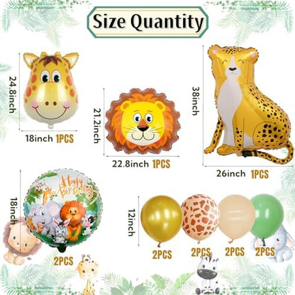 Aodesai jungle theme animal face foil balloons including lion tiger and monkey designs.