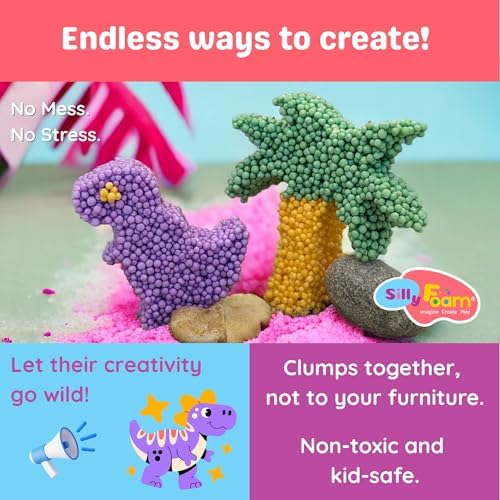 Mess free dry foam putty being squished and shaped into temporary three dimensional children sculptures.