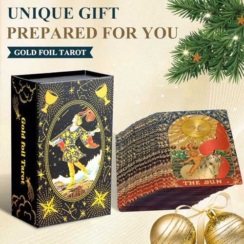 Top down view of Kiino waterproof PVC gold tarot deck