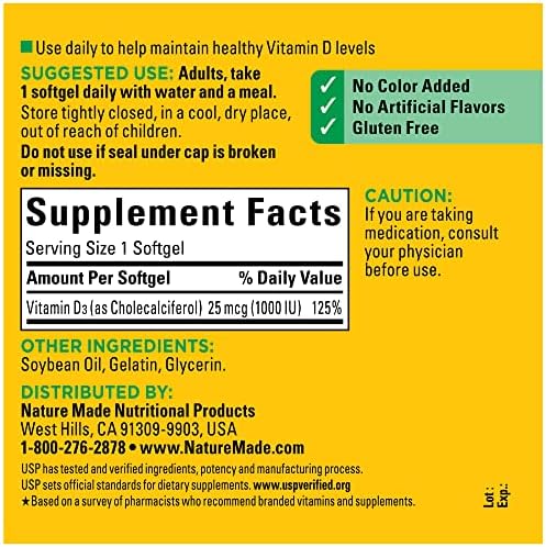 Nature Made Vitamin D3 daily wellness support supplement bottle