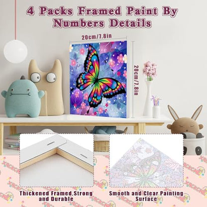 Childrens DIY acrylic painting kit with butterfly designs and colorful paint pots