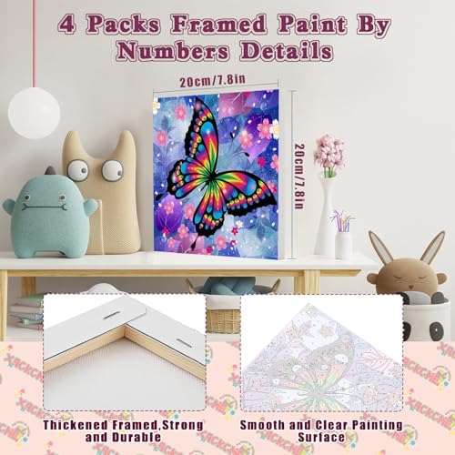 Childrens DIY acrylic painting kit with butterfly designs and colorful paint pots