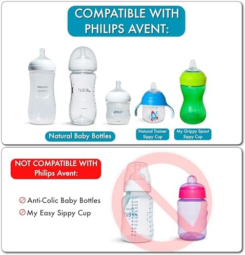 BelBeyo conversion spout being fitted onto a compatible infant feeding bottle collar.