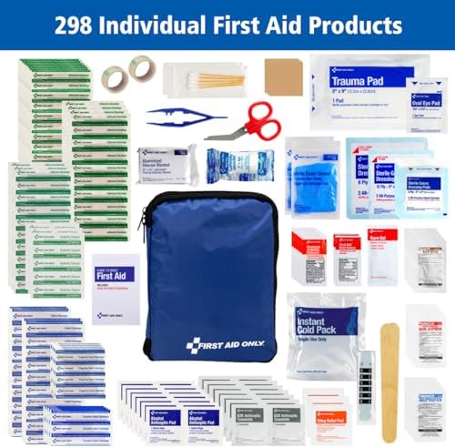Compact First Aid Only travel pouch held in hand for size comparison