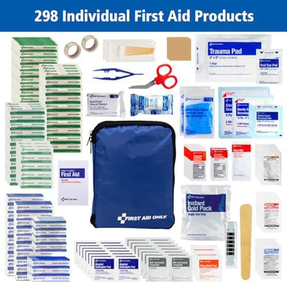 Compact First Aid Only travel pouch held in hand for size comparison
