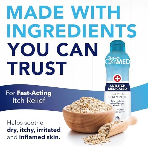 Natural ingredients graphic featuring oatmeal and tea tree oil