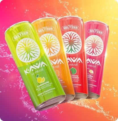 Authentic USA imported Mitra9 kava sparkling drink selection on display.