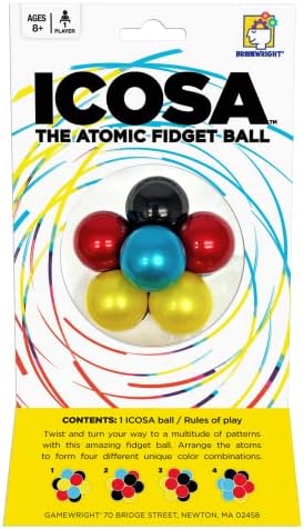 Close up view of the durable glossy finish spheres on the Icosa fidget ball