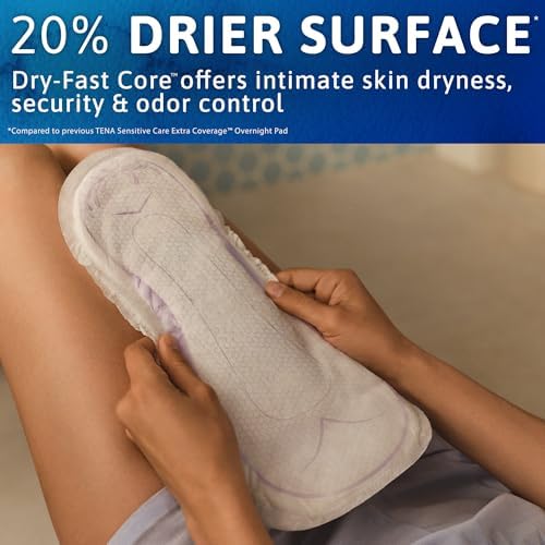 TENA sensitive care extra coverage postpartum pads for women close up