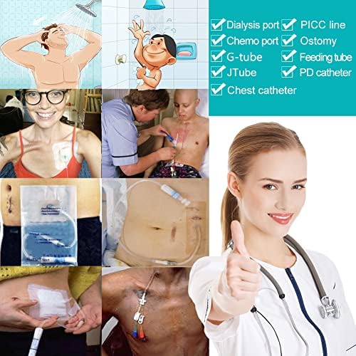 Waterproof shield holding medical transfer set safely away from direct water exposure