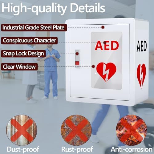 Close up of the corrosion resistant steel finish on NLShan AED cabinet.