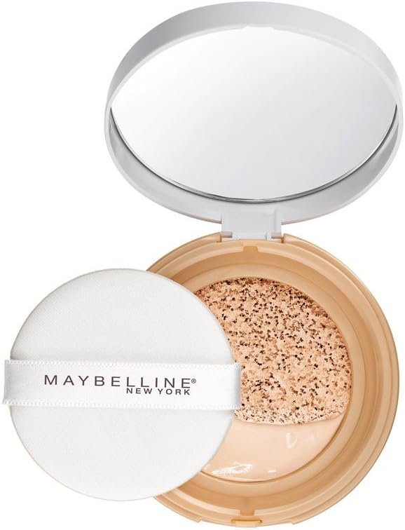 Open cushion compact showing the foundation-infused sponge and applicator puff.