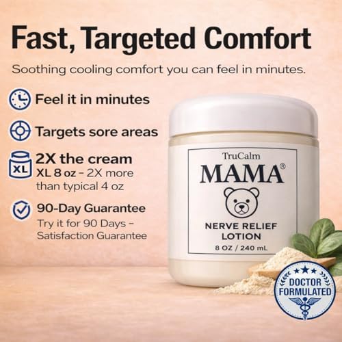 Close up of Nuturna Mama nerve relief cream label