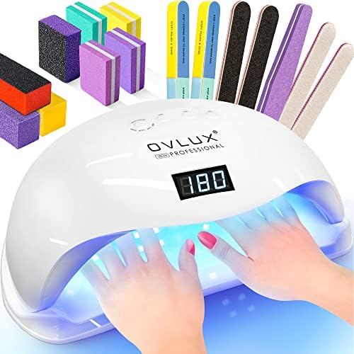 OVLUX 180W UV LED Nail Lamp â€“ Professional Gel Nail Dryer with 57 LEDs, Auto Sensor & LCD Display, Fast Nail Polish Dryer for Gel Polish, UV Light for Gel Nails, All Gel Types, Adapter Included - Image 1