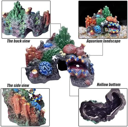 Tfwadmx resin coral house placed inside a freshwater aquarium showing scale and underwater aesthetic.