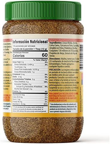 Sanar Naturals Immune Support Flaxseed powder supplement nutrition label and clean plant-based ingredients list