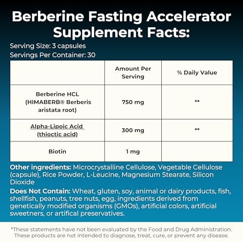 MYOXCIENCE Berberine Hydrochloride with Alpha Lipoic Acid supplement label showing 750 mg dosage.