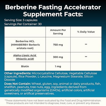MYOXCIENCE Berberine Hydrochloride with Alpha Lipoic Acid supplement label showing 750 mg dosage.