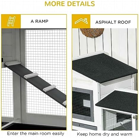 PawHut animal hutch ramp and interior level