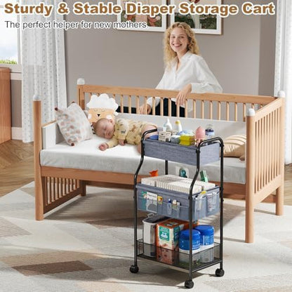 Cidaziya storage cart used as a nursery organization station