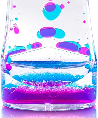 Side view of transparent plastic liquid timer showing movement