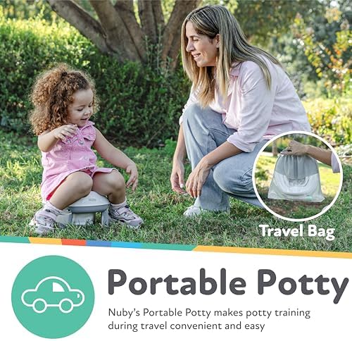 Nuby On-The-Go Portable Potty Seat - Travel Toilet Seat for Boys and Girls 18+ Months - Includes Storage Bag and Disposable Potty Liners - Toddler Travel Essentials - Toddler Potty Training Toilet - Image 3