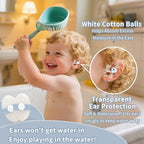 Close up of transparent adhesive baby ear patches for swimming and shower water protection.